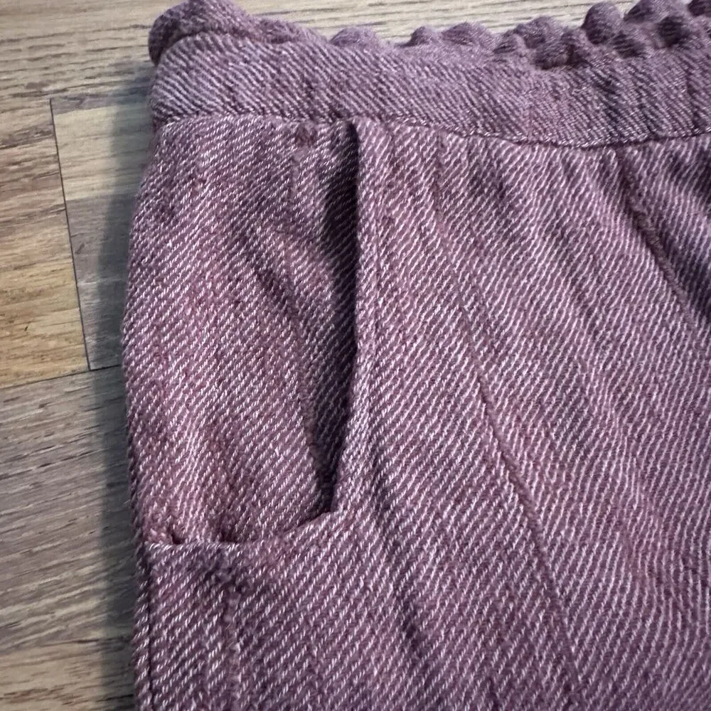 Free People Women’s Cropped Paper Bag Pants, Dusty Rose,‎ NO BELT, Size 12